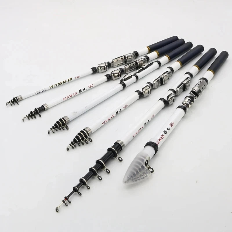 Telescopic Fishing Rod Spinning Mini Travel Rod w/Reel Seat 1.8M/2.1M/2.4M/2.7M/3.0M