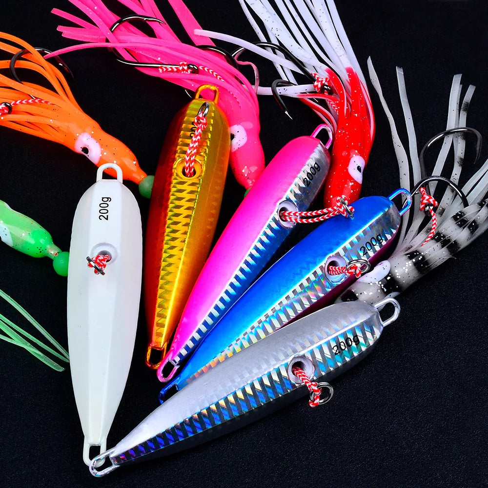1pcs 40g 60g 80g 100g 120g 150g 180g 200g Inchiku Jig Bottom Ship Lures Metal Jig Octopus Skirt With Assist Hook Squid Bait
