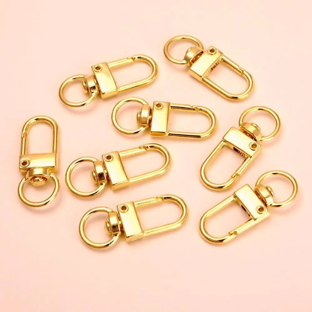 10pcs/lot Rotating Dog Buckle Gold Color Rhodium Metal Lobster Clasps Hooks For DIY Jewelry Making Key Ring Chain Accessories 