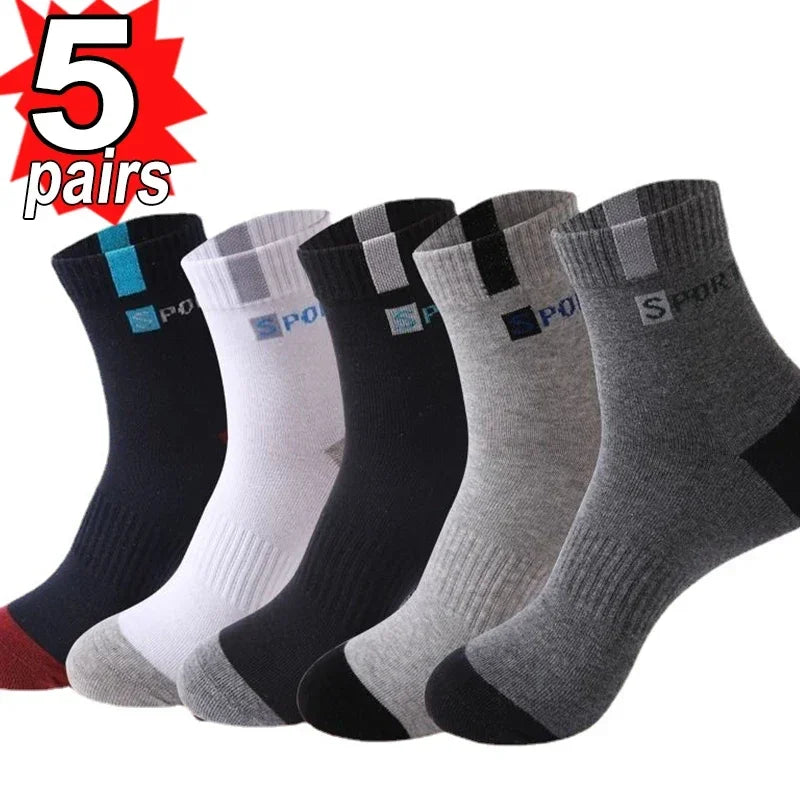 Breathable Sports Bamboo Fiber Men’s Socks Sweat Absorption 10/5/3pairs