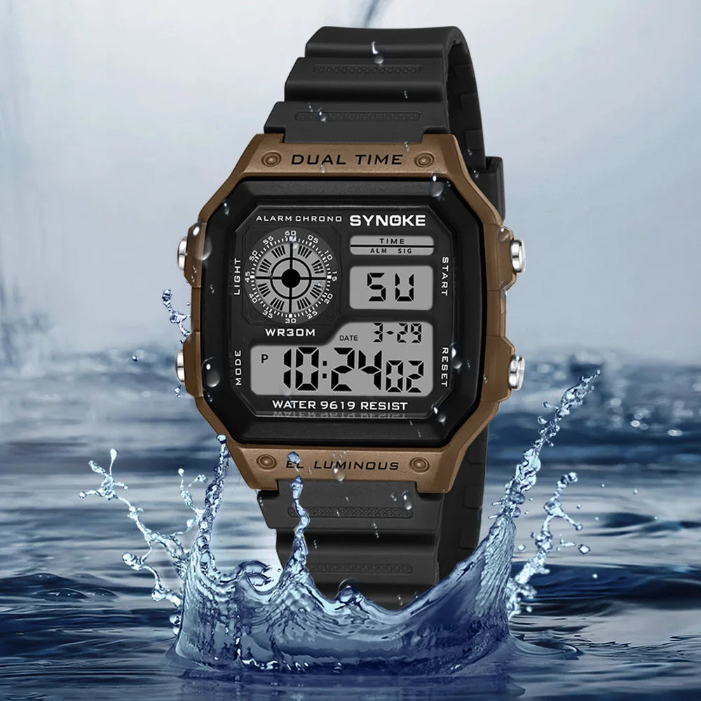 Mens Digital Watches Luminous Multifunction Waterproof Wristwatch Outdoor and Running