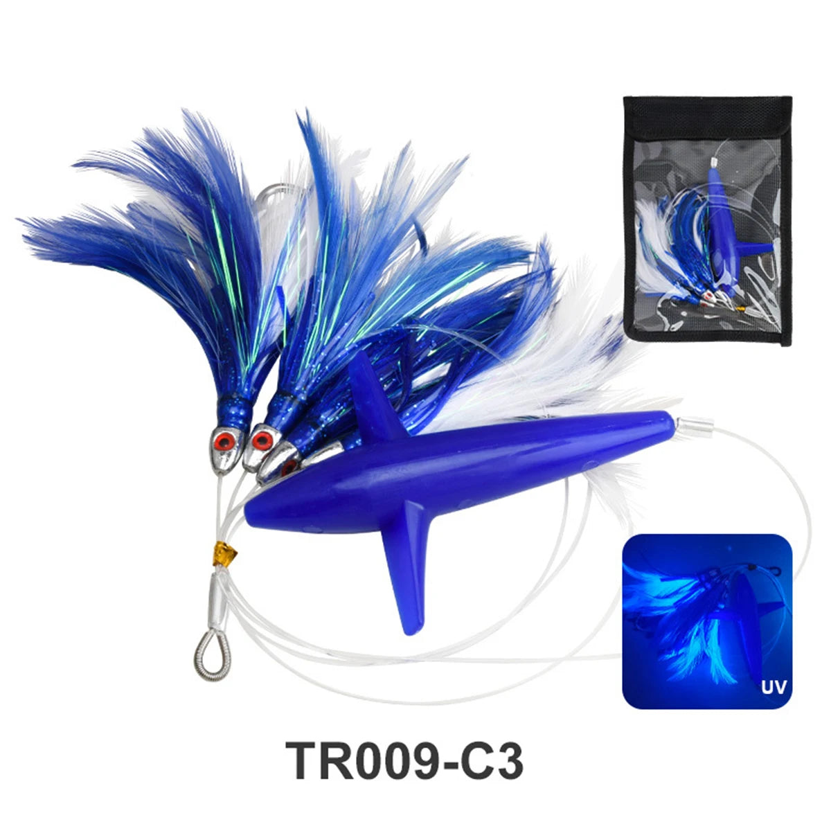 Mahi Wahoo Lure Big Game Fishing Teaser Rigged Feather Bird Trolling Lure Squid Tuna Daisy Chain Saltwater Artificial Bait