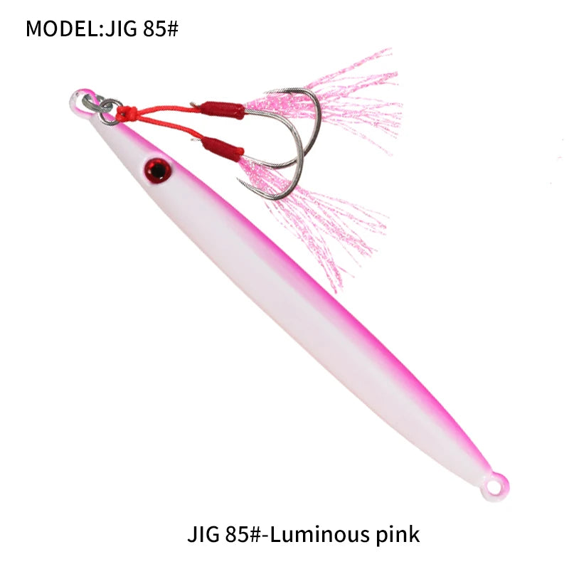 OBSESSION J85 100g 130g 150g 170g 200g Speed Falling Fast Sinking Vertical Jigs Luminous Hard Metal Casting Jig Lure Assist Hook