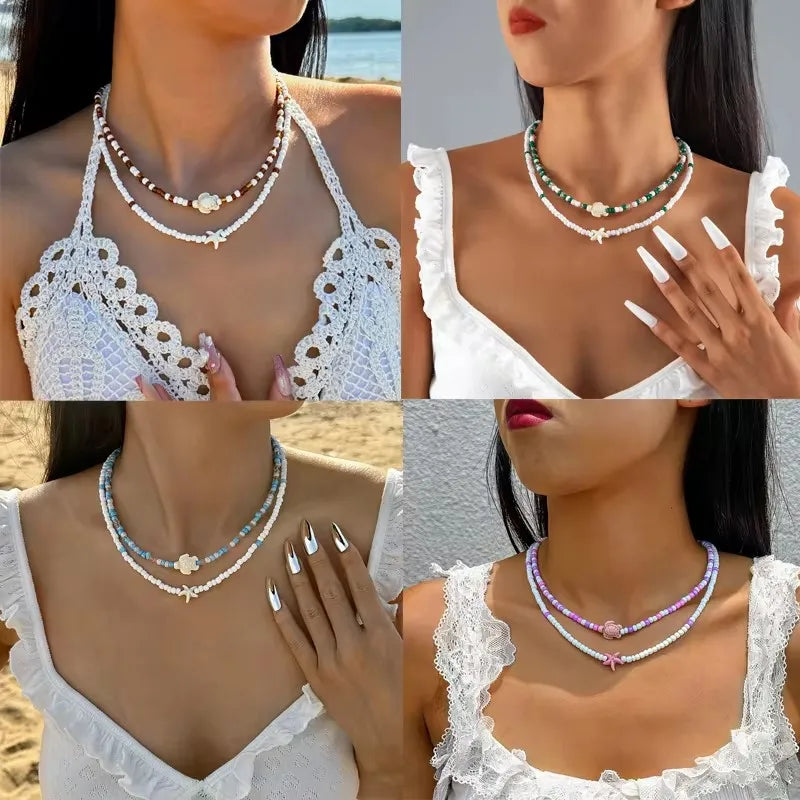 Women’s Bead Necklace Handmade Starfish Tortoise Choker