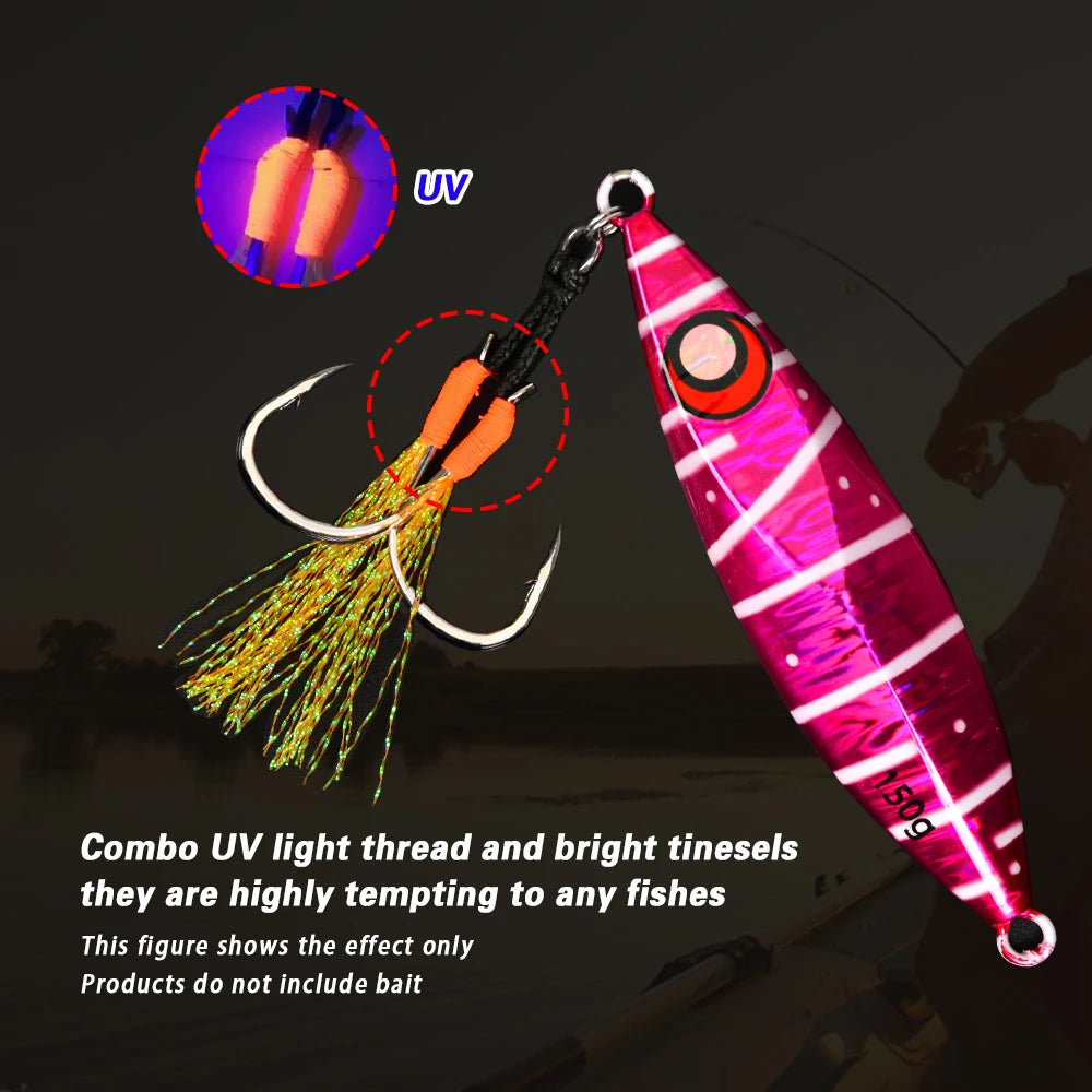 Metal Jig Feather Tail Assist Hooks 13-22# PE Line Solid Ring 10Pcs for 10-120g Fishing Lures