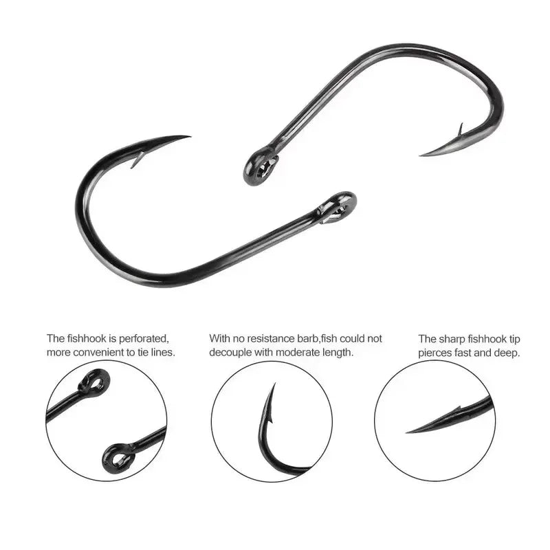 AquaForge Fishing Hooks Size 3 To 12 100 Pack - Ultra Sharp