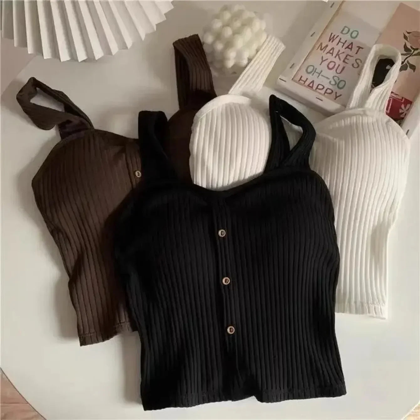 Women's Y2K Cropped Tops with Bra Pads Slim Camisole