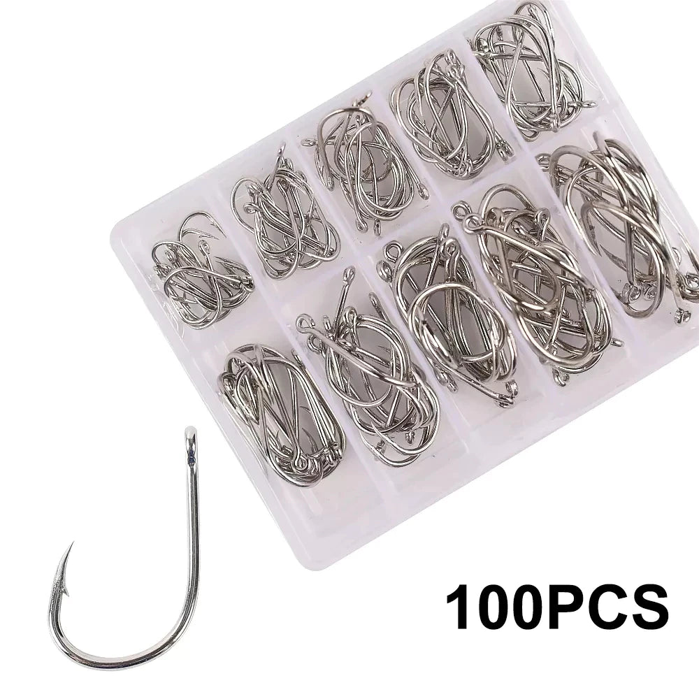 Apex Angler 100Pcs Hook Set - Sharp High Carbon Steel