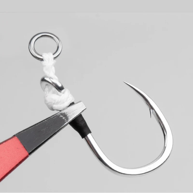 2pcs/bag High Carbon Steel Slow Single Hook Sea Fishing Hook Saltwater Fishing Metal Jigging Assist Hooks