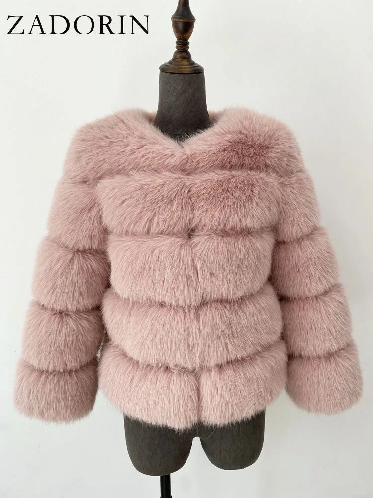 ZADORIN Woman’s Fluffy Winter Mink Coat Faux Fur S-6XL