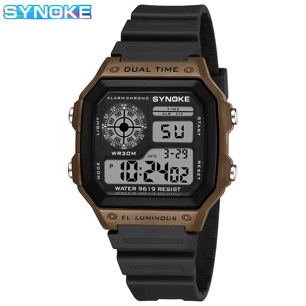 Mens Digital Watches Luminous Multifunction Waterproof Wristwatch Outdoor and Running