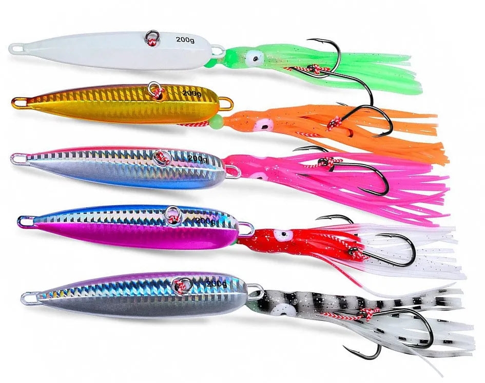 1pcs 40g 60g 80g 100g 120g 150g 180g 200g Inchiku Jig Bottom Ship Lures Metal Jig Octopus Skirt With Assist Hook Squid Bait