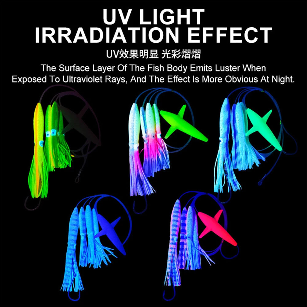 9"Rig Bird Trolling Lures Fishing Rigged Lure Squid Tuna Daisy Chain Artificial Bait Saltwater Big Game Fishing Mahi Marlin