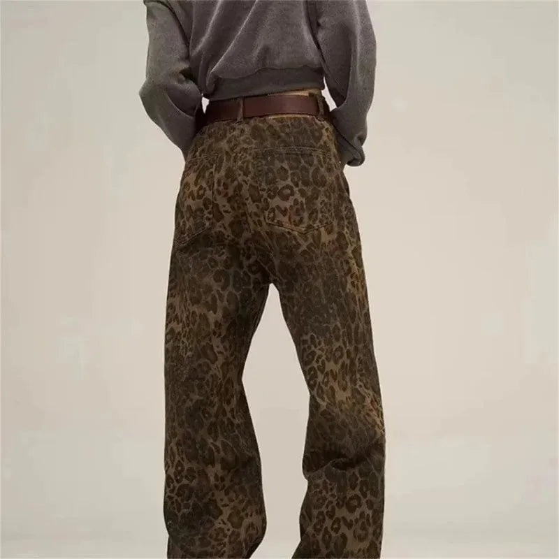 American Vintage Leopard Print Jeans For Women - Cozy Warm