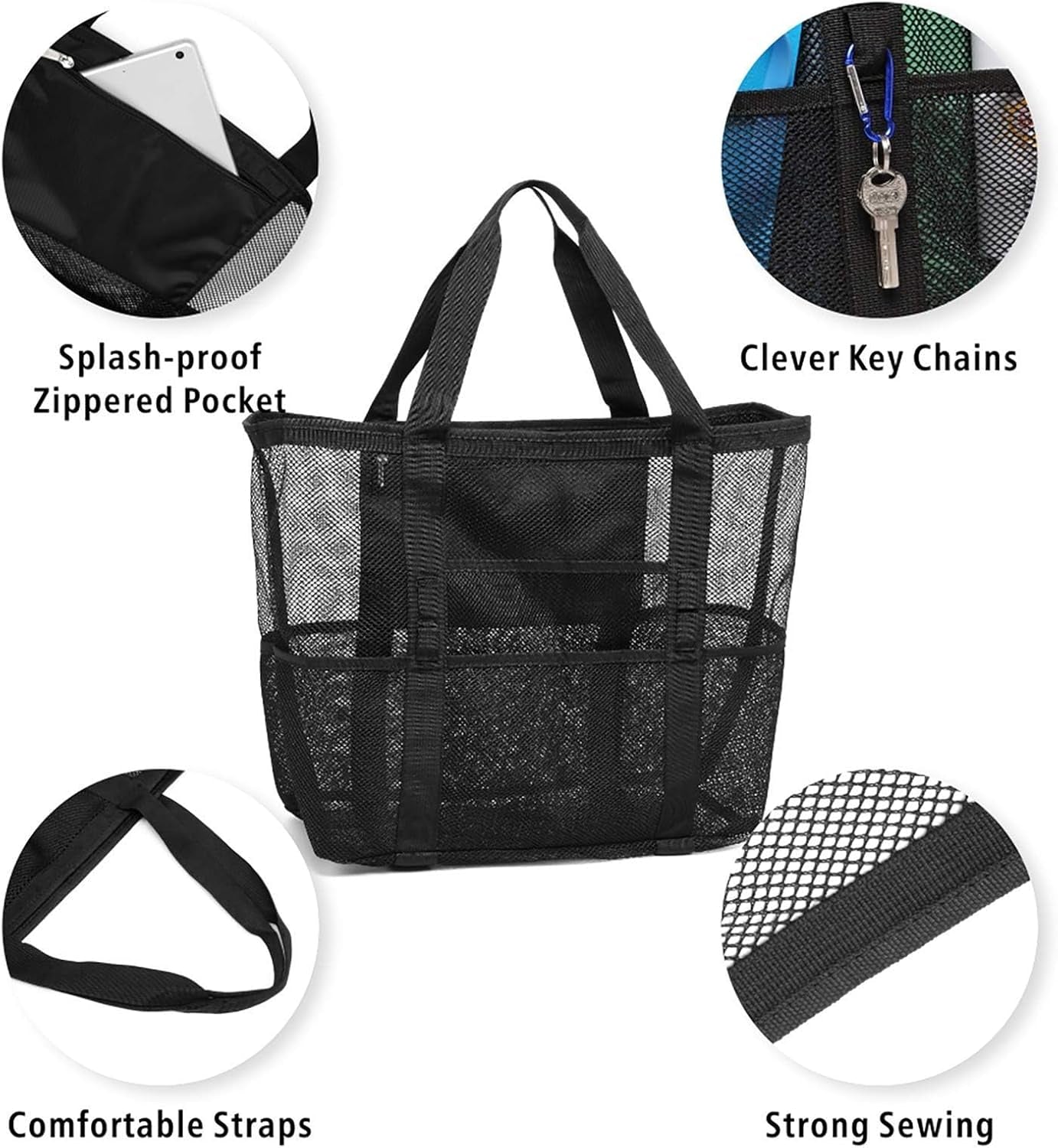 Mesh Beach Bag Family - Large Tote Bag for Cruise Pool Toys Beach Vacation Essentials