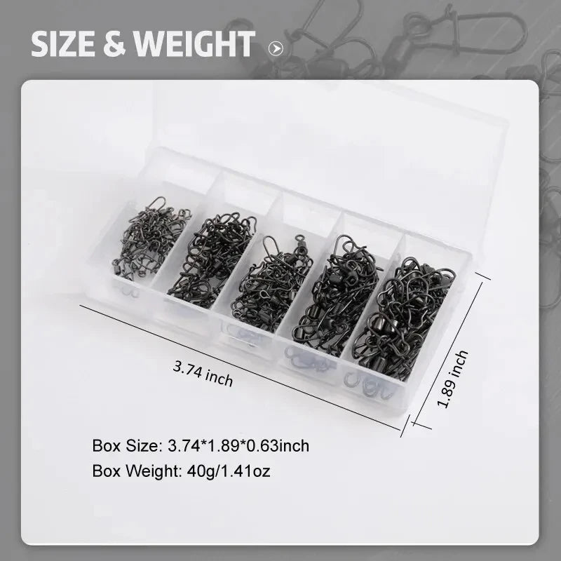 AquaPro Stainless Fishing Swivel Kit 50pc - Sturdy Bearings