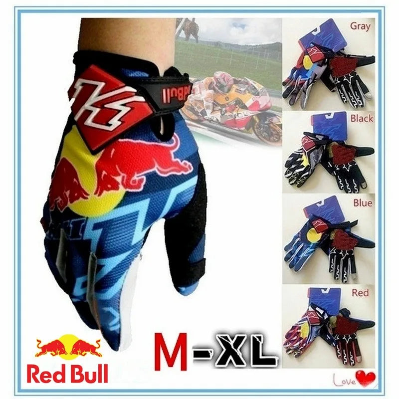 Red Bull Racing Gloves Full Finger MTB - Non Slip Grip