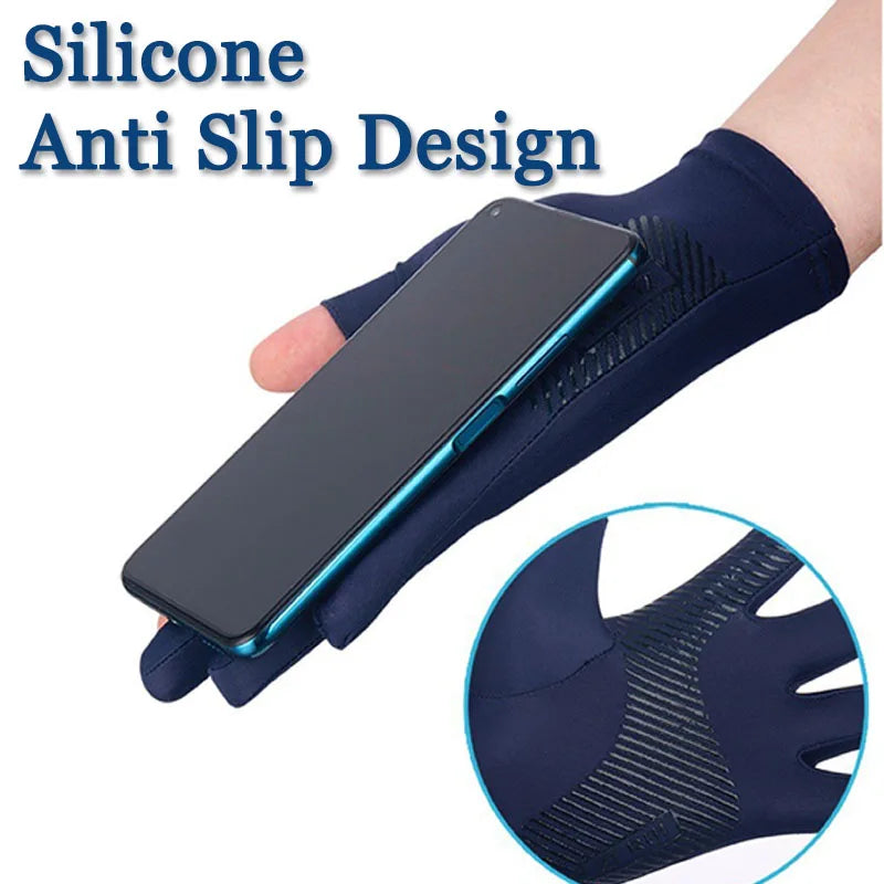 Ice Silk Half Finger Gloves - Breathable Sun Protection