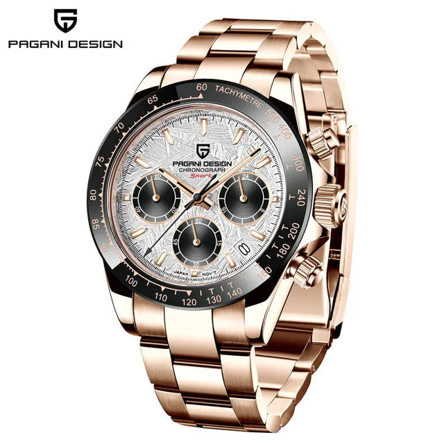 PAGANI DESIGN Men's Quartz Watches Sapphire Retro Chronograph Stainless Steel Waterproof Watch 40mm New V2