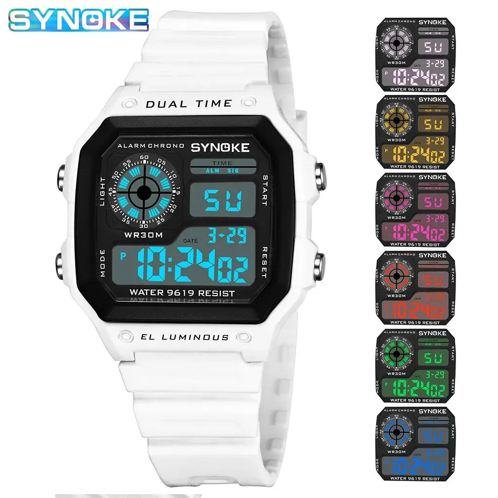 SYNOKE Digital Men’s Multifunction Sports Luminous Waterproof Wristwatch