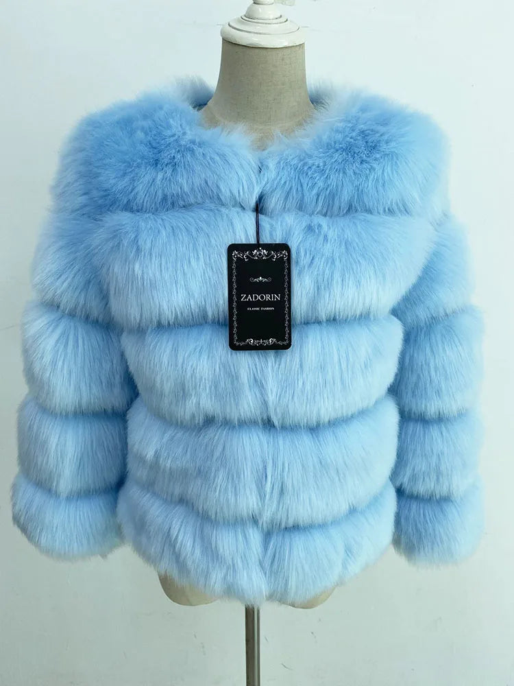 ZADORIN Woman’s Fluffy Winter Mink Coat Faux Fur S-6XL