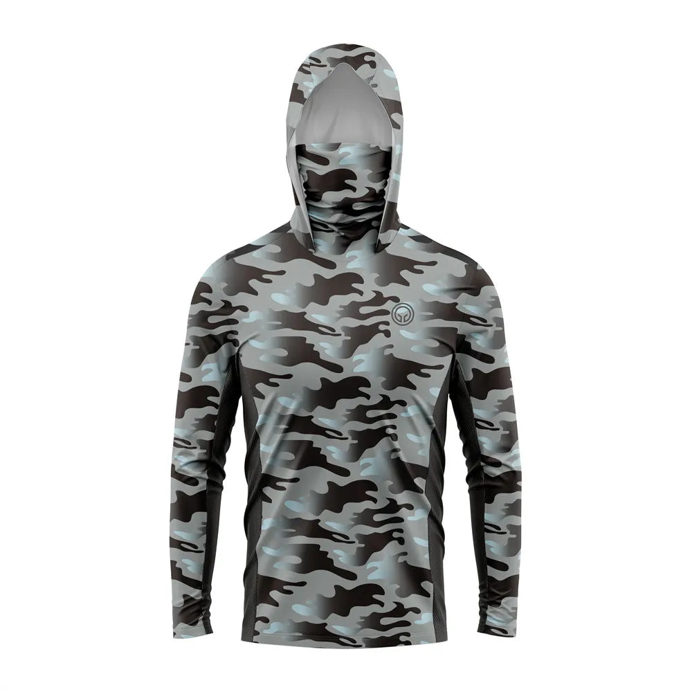 GCBIG Mens Fishing Long Sleeve Hooded UV Shirt - Quick Dry