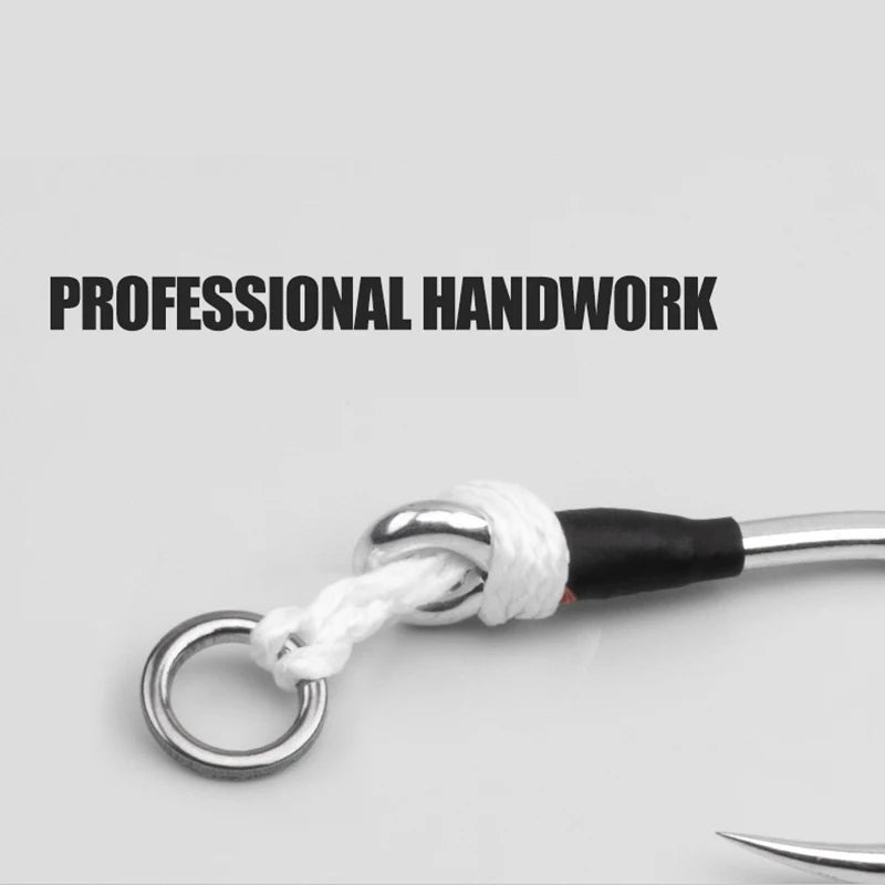 2pcs/bag High Carbon Steel Slow Single Hook Sea Fishing Hook Saltwater Fishing Metal Jigging Assist Hooks
