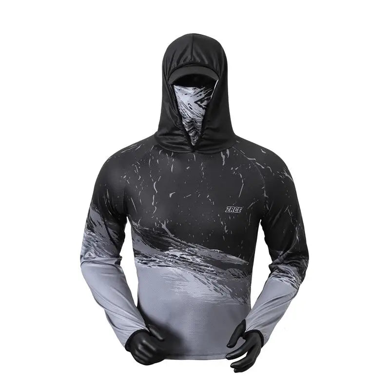 MarinPro Fishing Long Sleeve Hooded UV Shirt - Zip Mask