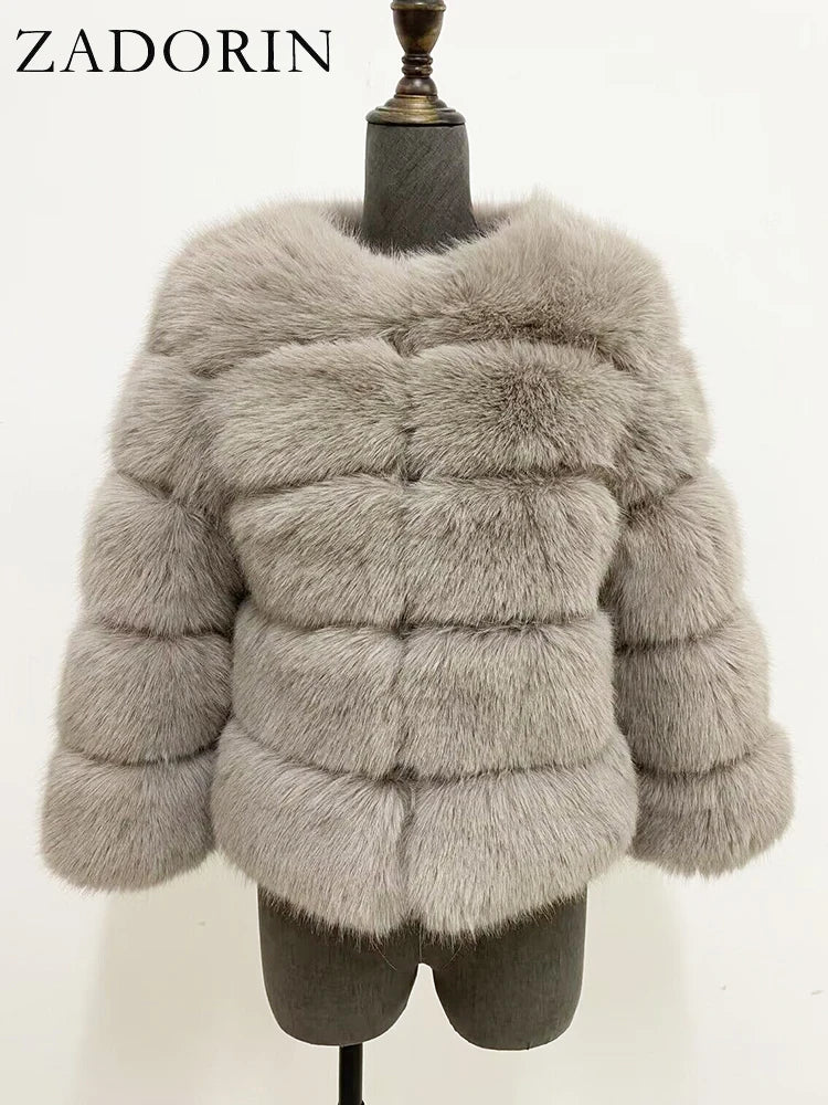 ZADORIN Woman’s Fluffy Winter Mink Coat Faux Fur S-6XL