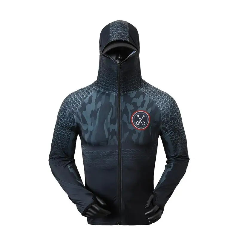 MarinPro Fishing Long Sleeve Hooded UV Shirt - Zip Mask