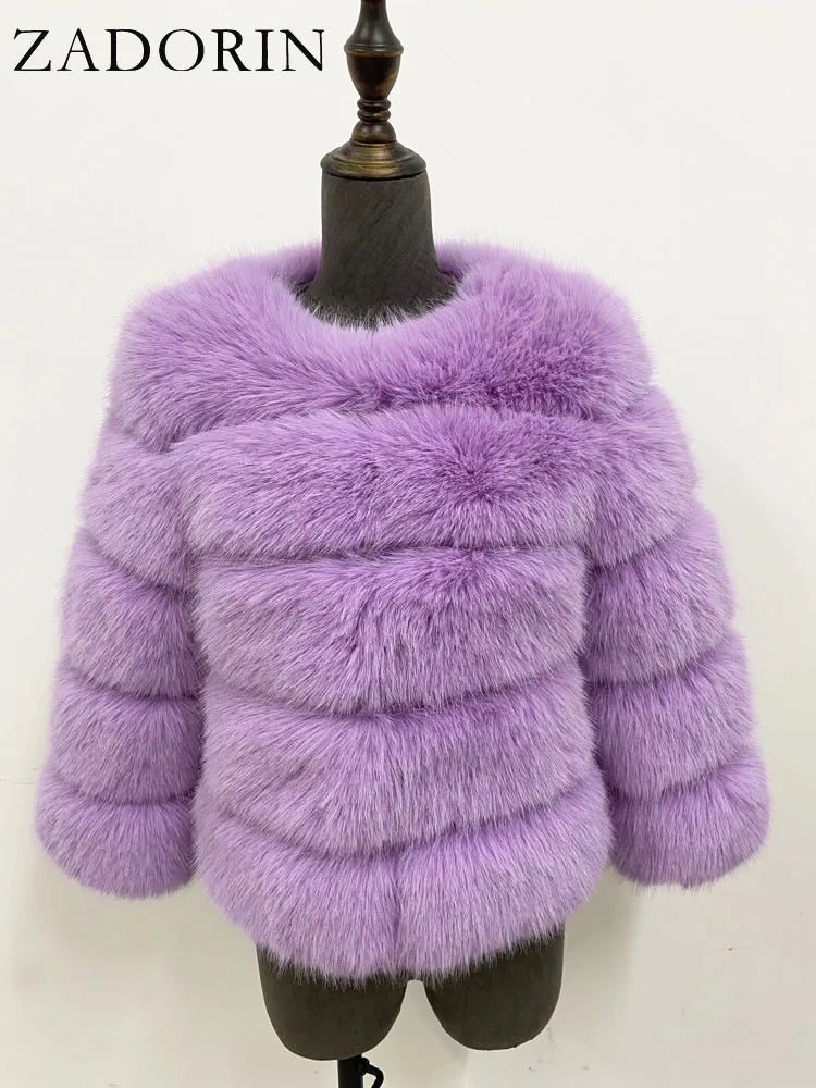 ZADORIN Woman’s Fluffy Winter Mink Coat Faux Fur S-6XL