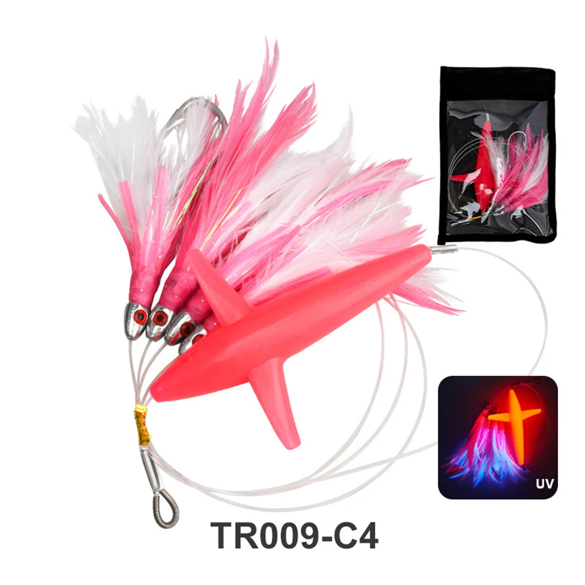 Mahi Wahoo Lure Big Game Fishing Teaser Rigged Feather Bird Trolling Lure Squid Tuna Daisy Chain Saltwater Artificial Bait