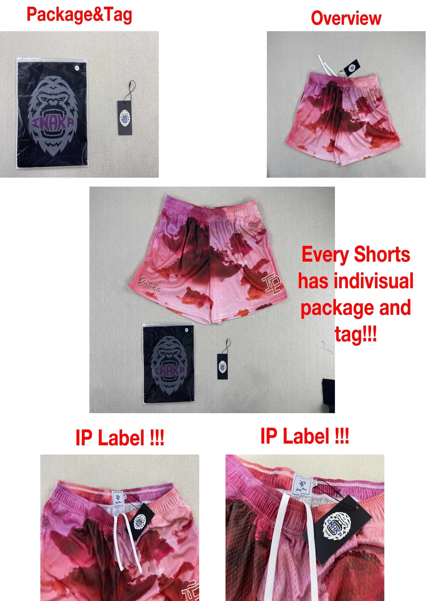Inaka Power Shorts 2022 Men Women Classic GYM Workout Mesh Shorts One Layer Inaka Shorts Fashion Design