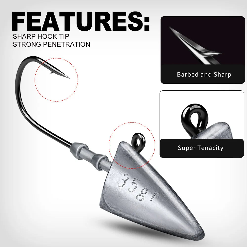 5pcs Triangle Jig Head Fishing Hooks 7g 10g 15g 21g 28g 35g with Sharp Hook Fishihooks Fishing Equipment Gear Tackle Accessories