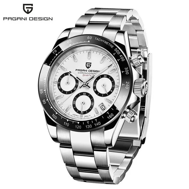 PAGANI DESIGN Men's Quartz Watches Sapphire Retro Chronograph Stainless Steel Waterproof Watch 40mm New V2
