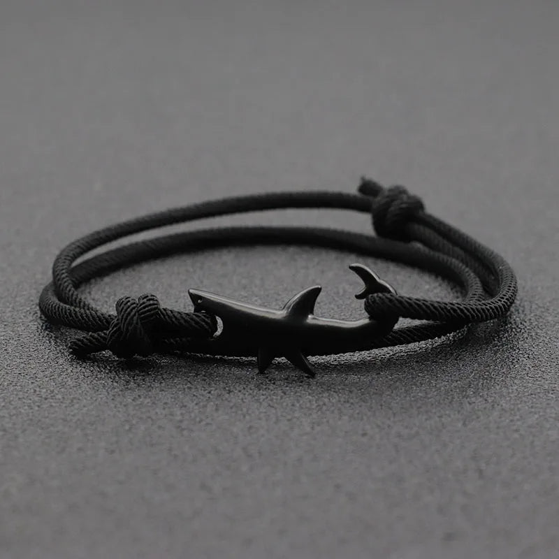 Noter New Shark Bracelet Unisex Double Layer Adjustable 3mm Cord Chain Braclet Beach Jewelry Accessories Surfer Bracelet.