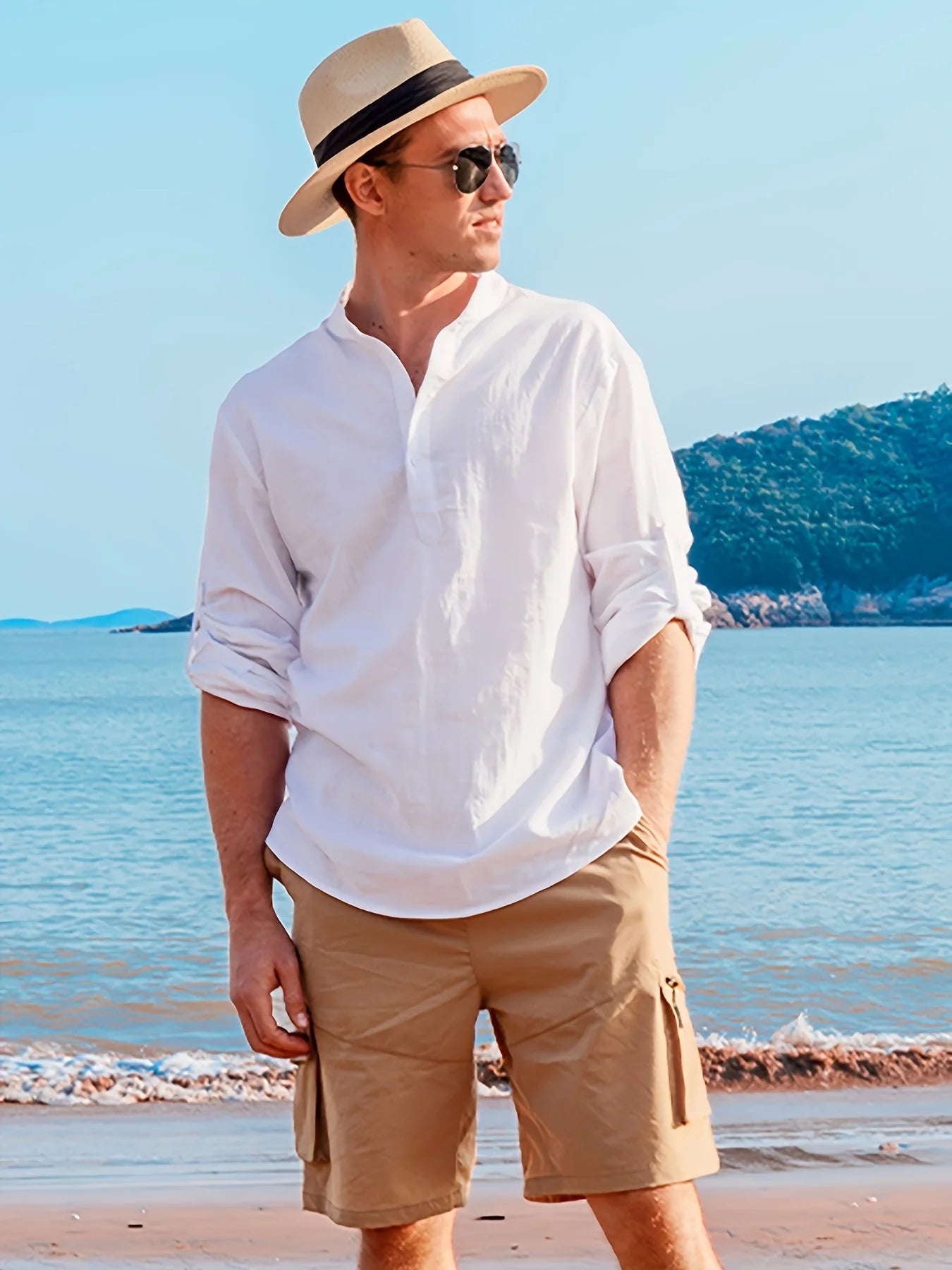LinenWay Mens Casual Linen Shirt Long Sleeve - Breathable