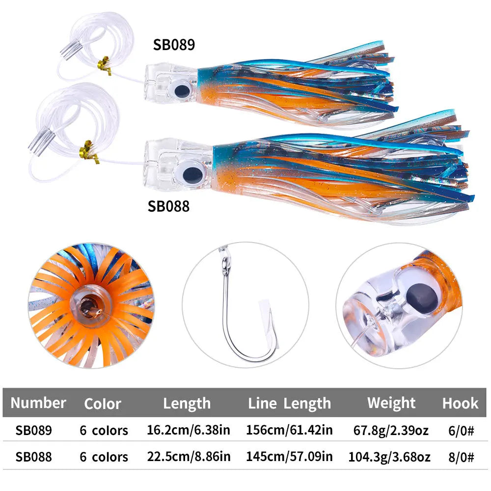 1pc Trolling Lure 65G/100G Deep Sea Boat Fishing Tuna Bait Octopus Saltwater Lures for Mahi Marlin Wahoo Big Game Fishing Tackle