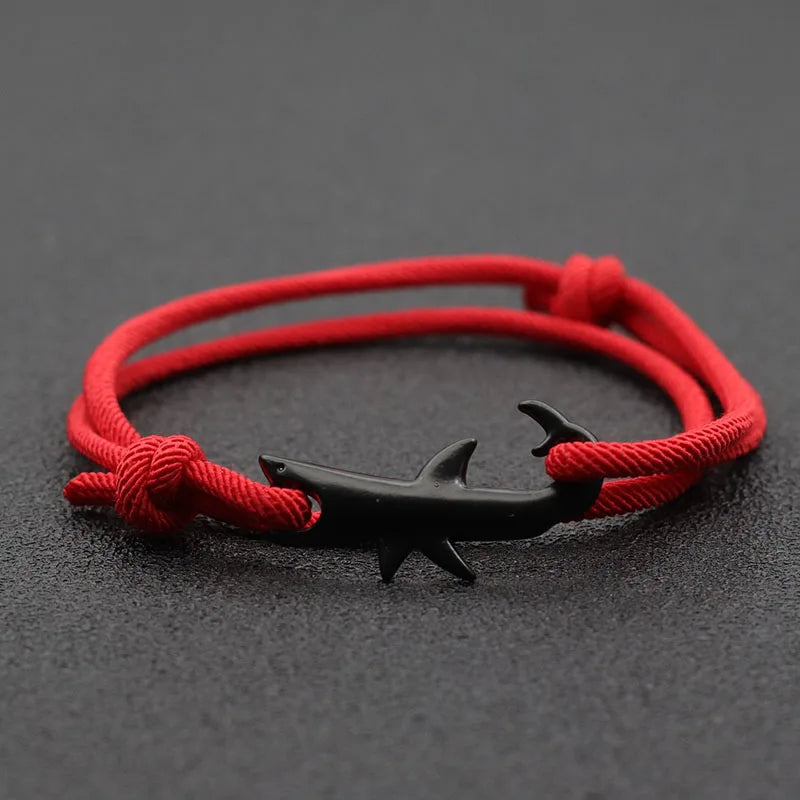 Noter New Shark Bracelet Unisex Double Layer Adjustable 3mm Cord Chain Braclet Beach Jewelry Accessories Surfer Bracelet.