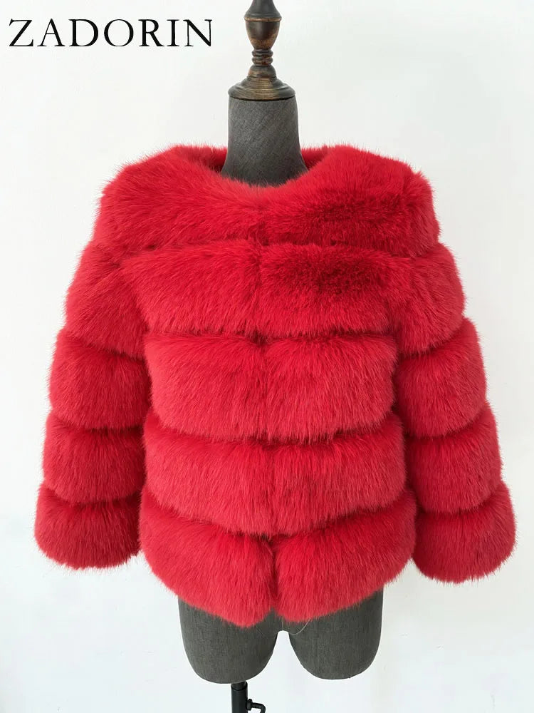 ZADORIN Woman’s Fluffy Winter Mink Coat Faux Fur S-6XL
