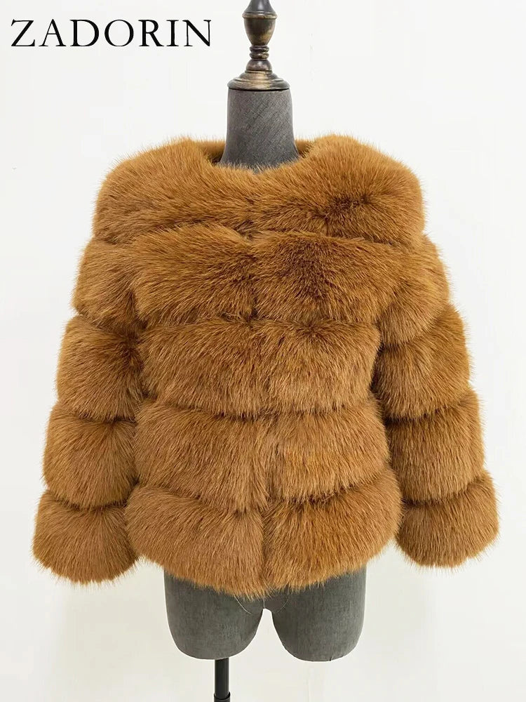 ZADORIN Woman’s Fluffy Winter Mink Coat Faux Fur S-6XL
