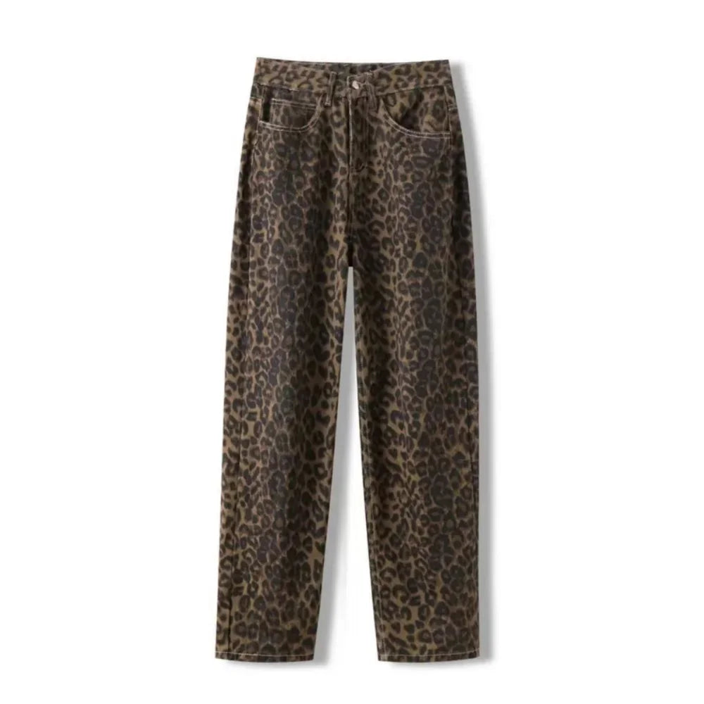 American Vintage Leopard Print Jeans For Women - Cozy Warm