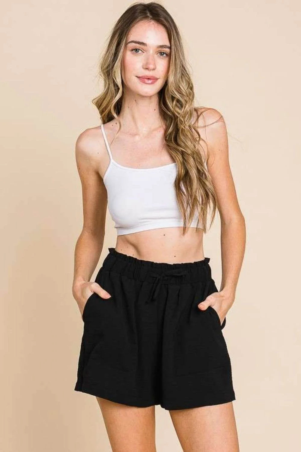 Culture Code High Waist Paper Bag Shorts