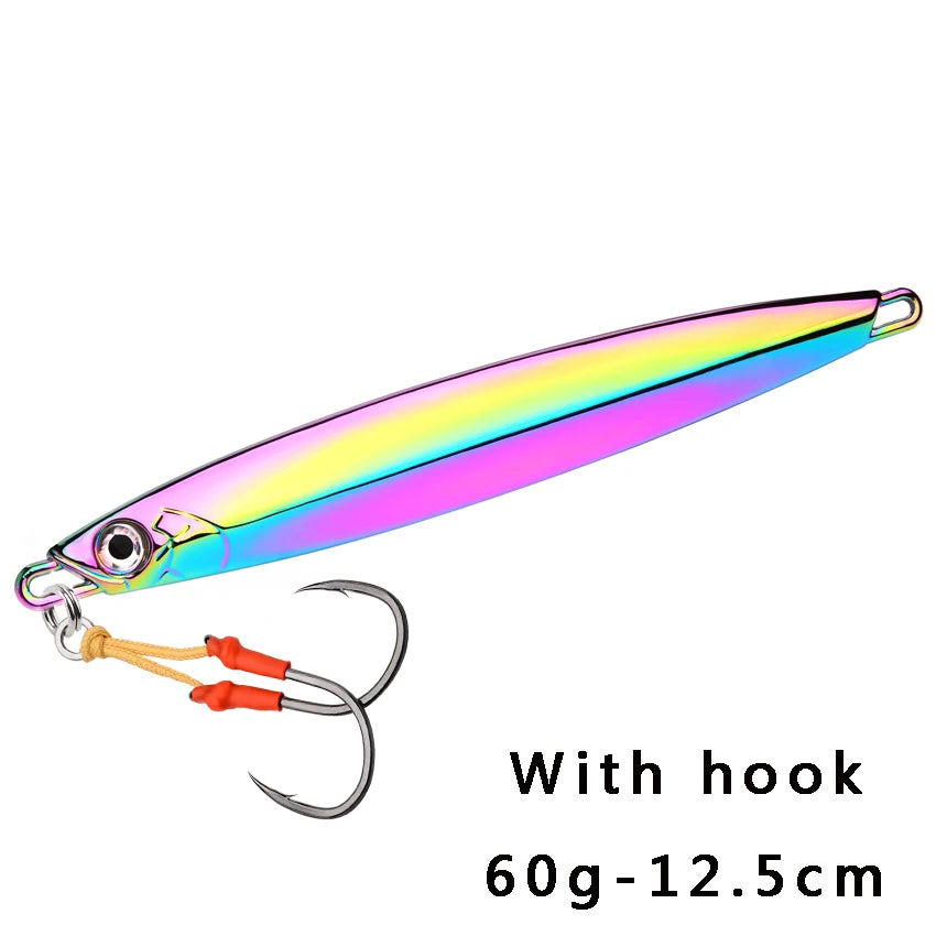 Metal Spoon Jig Fishing Lure 60g 80g 100g Long Cast Jigging Bait Lures Fishing Wobbler for Sea Bass Big Game Sinking Lures