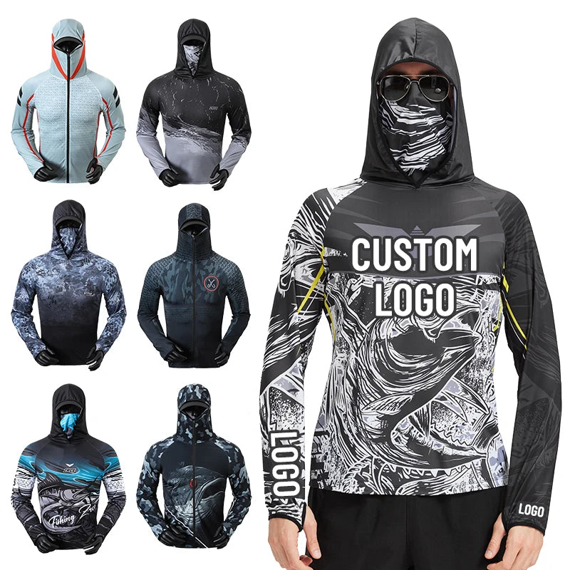 MarinPro Fishing Long Sleeve Hooded UV Shirt - Zip Mask