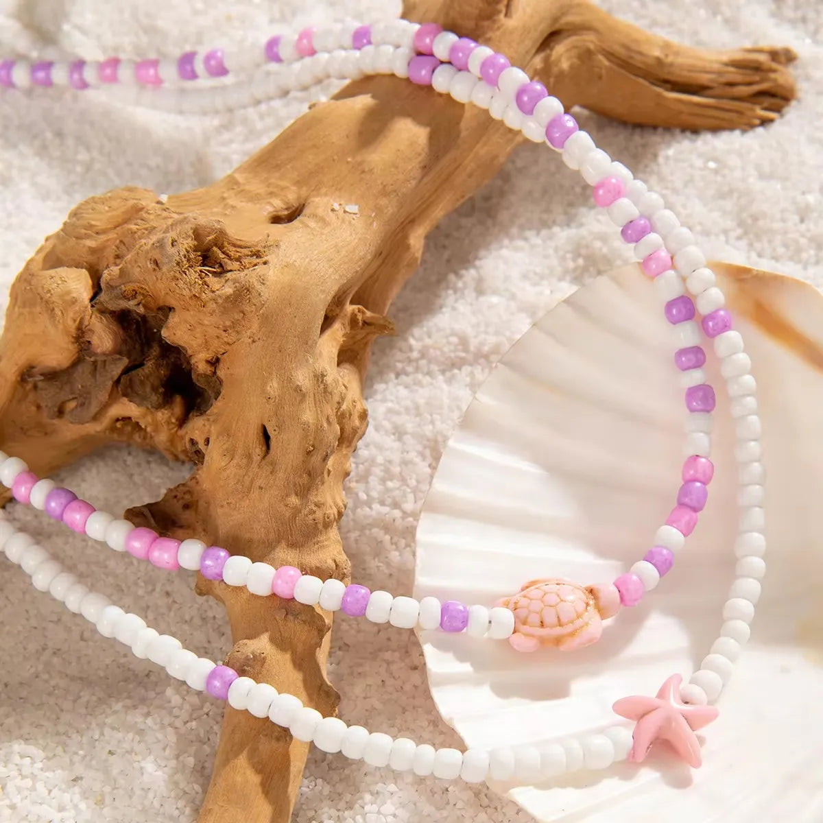 Women’s Bead Necklace Handmade Starfish Tortoise Choker