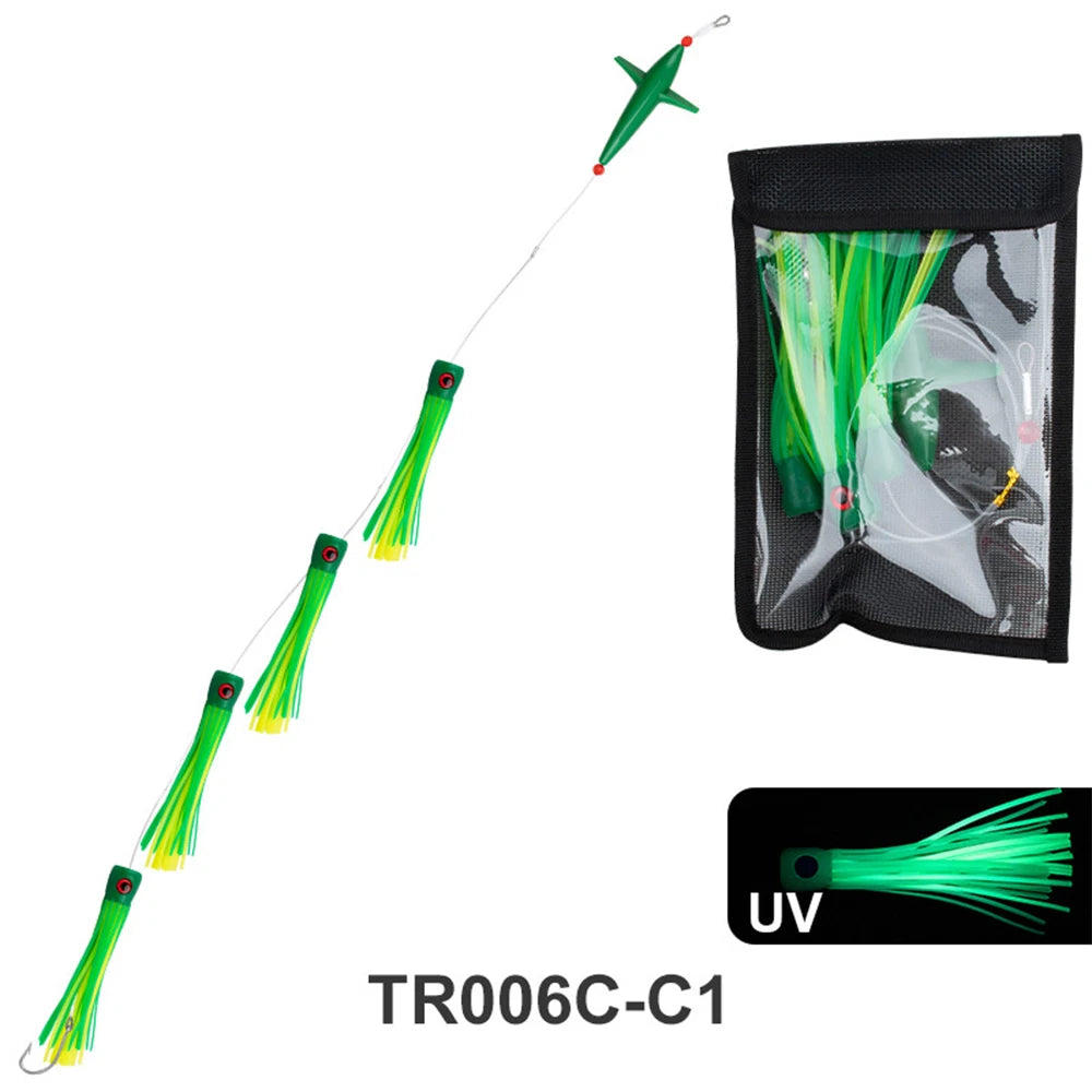9"Rig Bird Trolling Lures Fishing Rigged Lure Squid Tuna Daisy Chain Artificial Bait Saltwater Big Game Fishing Mahi Marlin