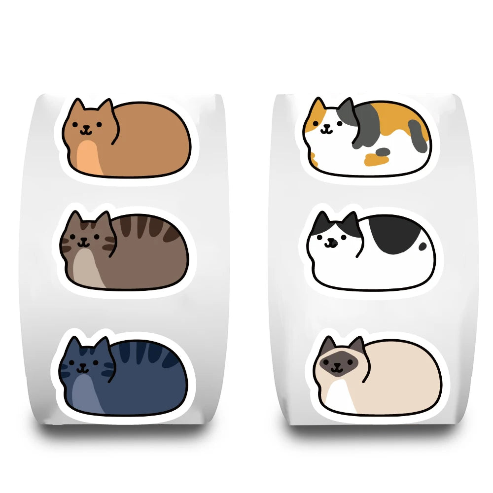 500PCS Kawaii Cartoon Cat Tuo Tuo Roll Stickers Skateboard Laptop Luggage Skateboard Phone Gift Waterproof Phone Cute Sticker 