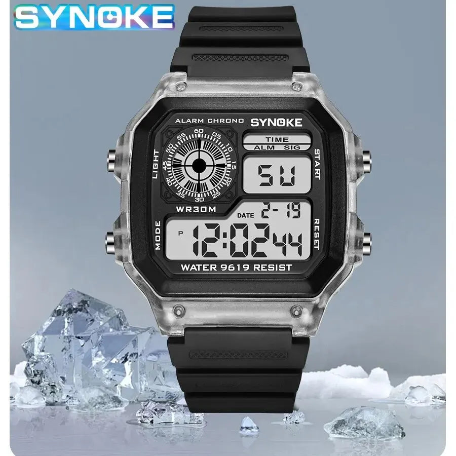 SYNOKE Digital Men’s Multifunction Sports Luminous Waterproof Wristwatch
