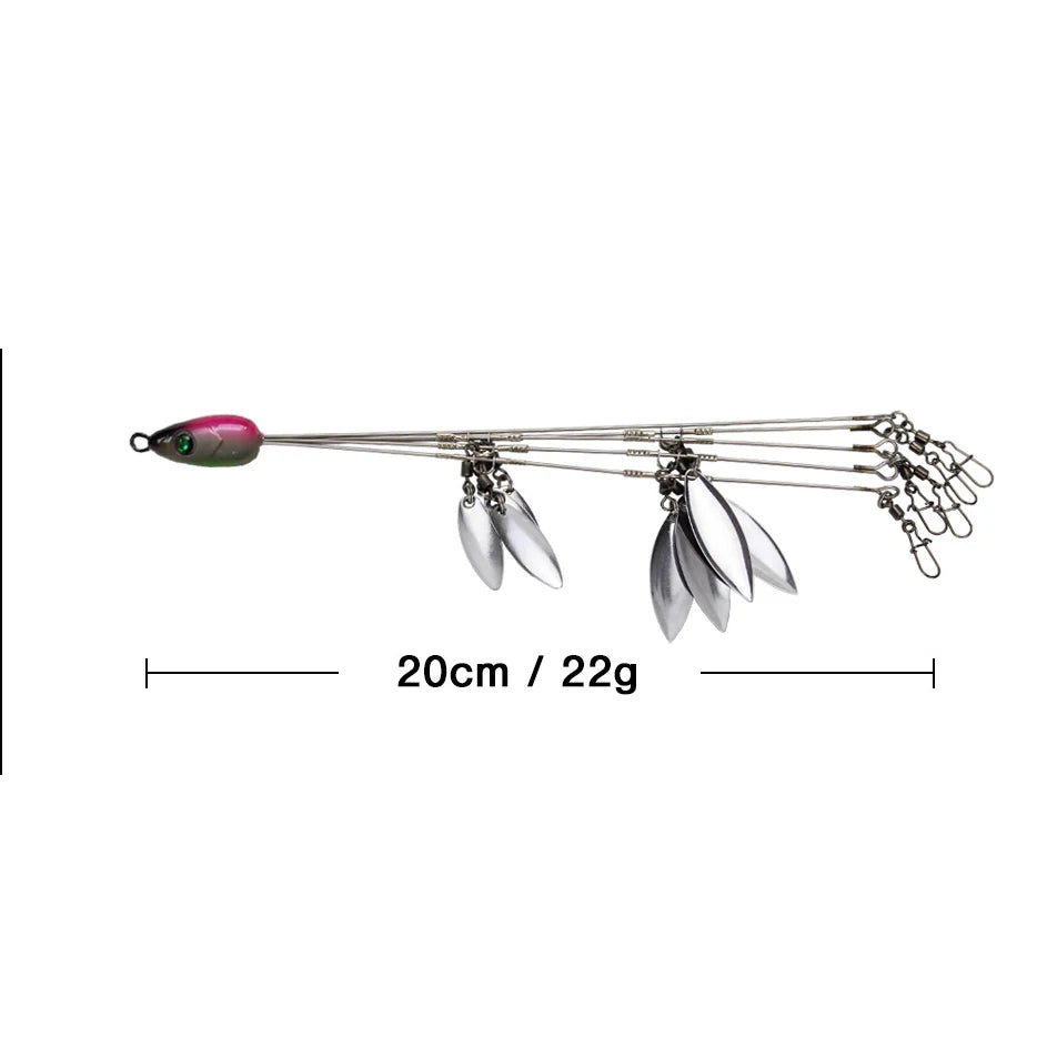 Umbrella Fishing lure Rig 5 Arms Alabama Rig Head Swimming Bait Bass Fishing Group Lure Snap Swivel Spinner, 18g